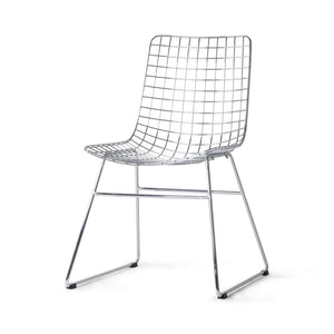 2er Set Metal Wire Stuhl ohne Lehne silber HK Living