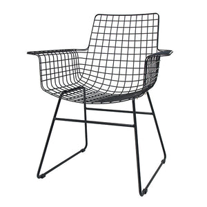 Metall Wire Stuhl mit Lehne schwarz HK Living