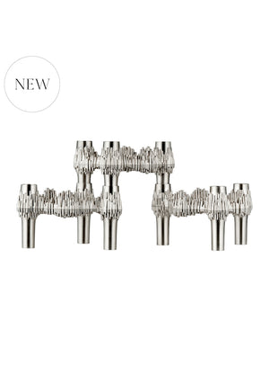 3er Set Kerzenhalter Quist gebürstetes chrome Stoff Nagel Copenhagen