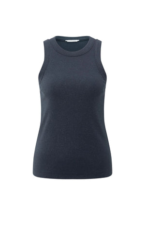 Top gerippt, ärmellosmit dezentem Schimmer navy blue YAYA