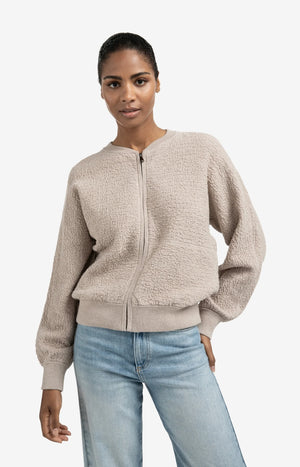Jacke gestrickte Bomberjacke sand YAYA