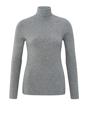 Rollkragenpullover in schmaler Passform mit Rippstruktur grey Yaya