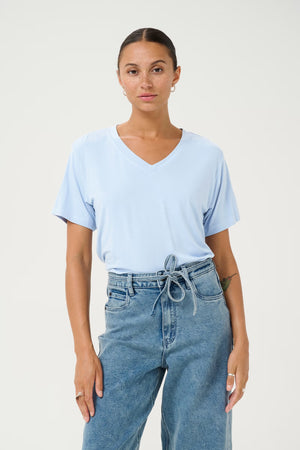 Shirt V Ausschnitt KAfrida hellblau KAFFE