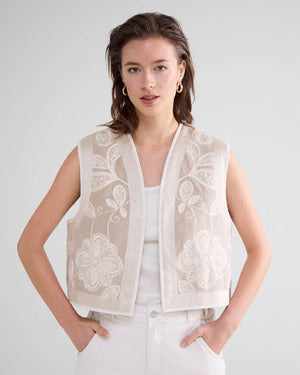 Weste mit Bordürenmuster beige Summum