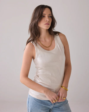 Top Feinripp shimmer sand Summum