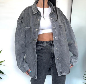 Jeanshemd Celia oversize washed grey