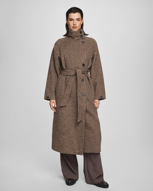 Mantel MSCHPamela Coat CHK schwarz cognac Moss Copenhagen