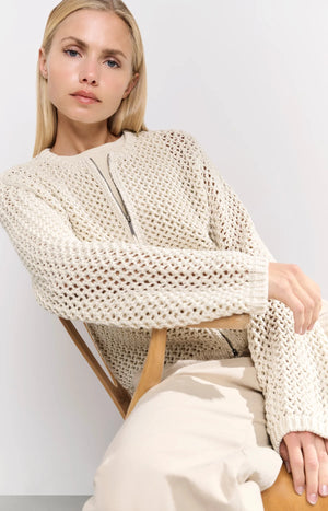 Strickjacke mit Netzmuster sand YAYA
