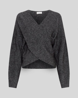 Pullover MSCHZinelle Hope Wrap Pullover dunkelgrau Moss Copenhagen