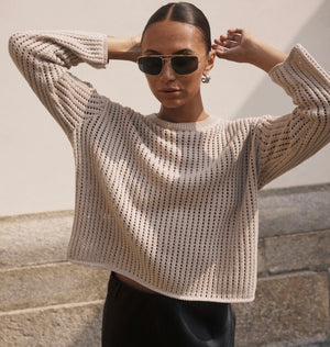 Pullover KAsolar mit Lochmuster beige KAFFE
