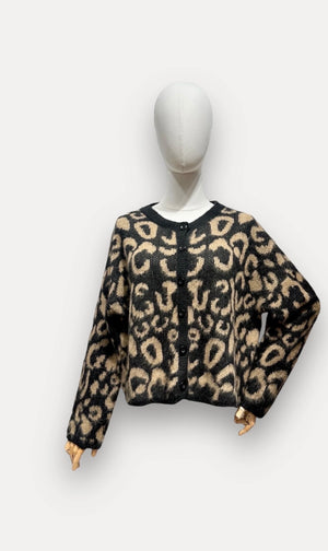 Strickjacke Elise mit Leopardenmuster und langen Ärmeln