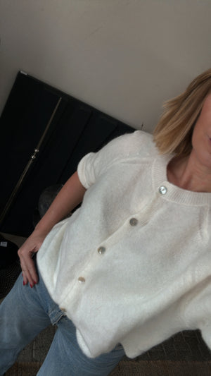 Strickjacke mit Knopfleiste wollweiss Wauw