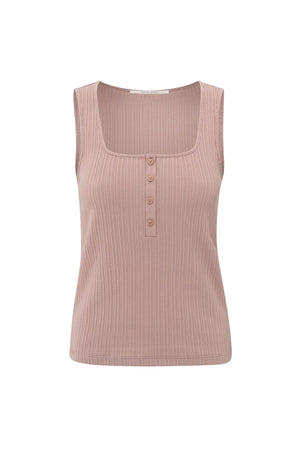 Top gerippt ärmellos mit Knopfverschluss soft mauve Yaya