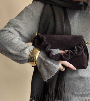 Handtasche Lovie Suede dunkelbraun