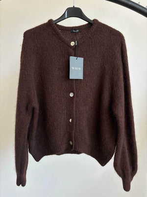 Strickjacke mit Knopfleiste braun wauw