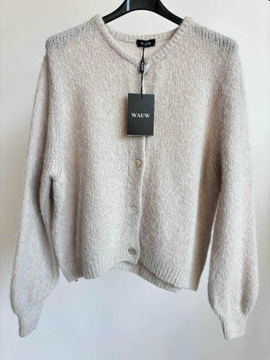 Strickjacke mit Knopfleiste Creme wauw
