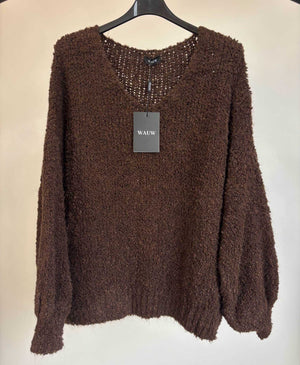 Pullover mit V-Ausschnitt braun wauw