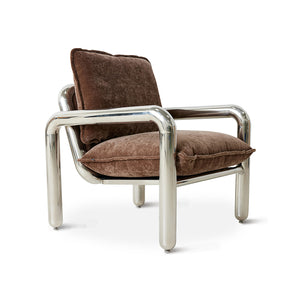 Loungesessel Chrome Velvet braun HK Living