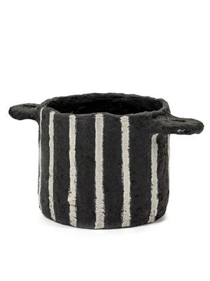 Schale Pots Stripes Earth black white Pappmaché Serax