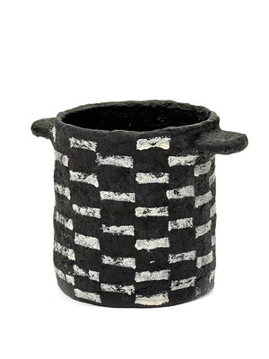 Schale Pots Stripes horizontal Earth black white Pappmaché Serax