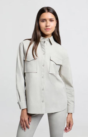 Hemdjacke Lederimitat oversize dove gray YAYA
