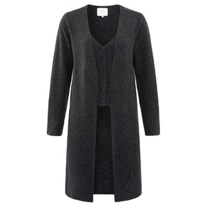 Strickjacke lang mit integrierter Weste anthrazit YAYA