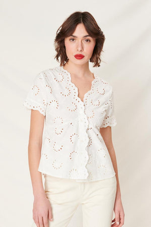 Bluse Stickerei weiß Nathael