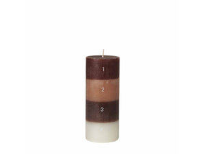 Kalenderkerze Colourblock braun natur Broste Copenhagen