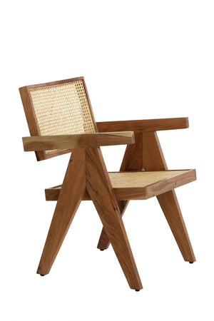 Stuhl MORAZAN Holz braun+Rattan naturell