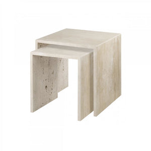 Set 2 Beistelltische -VARU- Farbe Travertine Blomus