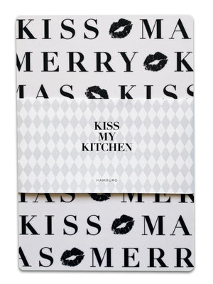 Frühstücksbrett "Merry Kissmas" schwarz-weiß KMK