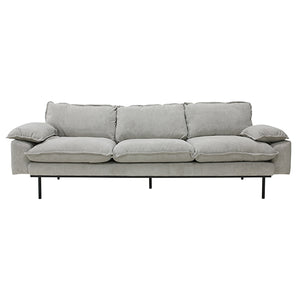 Retrosofa 3-Sitzer Kord creme HK Living