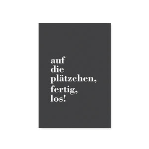 Postkarte AUF DIE PLÄTZCHEN weiß/schwarz