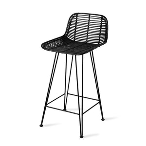 Barhocker Rattan schwarz HK Living